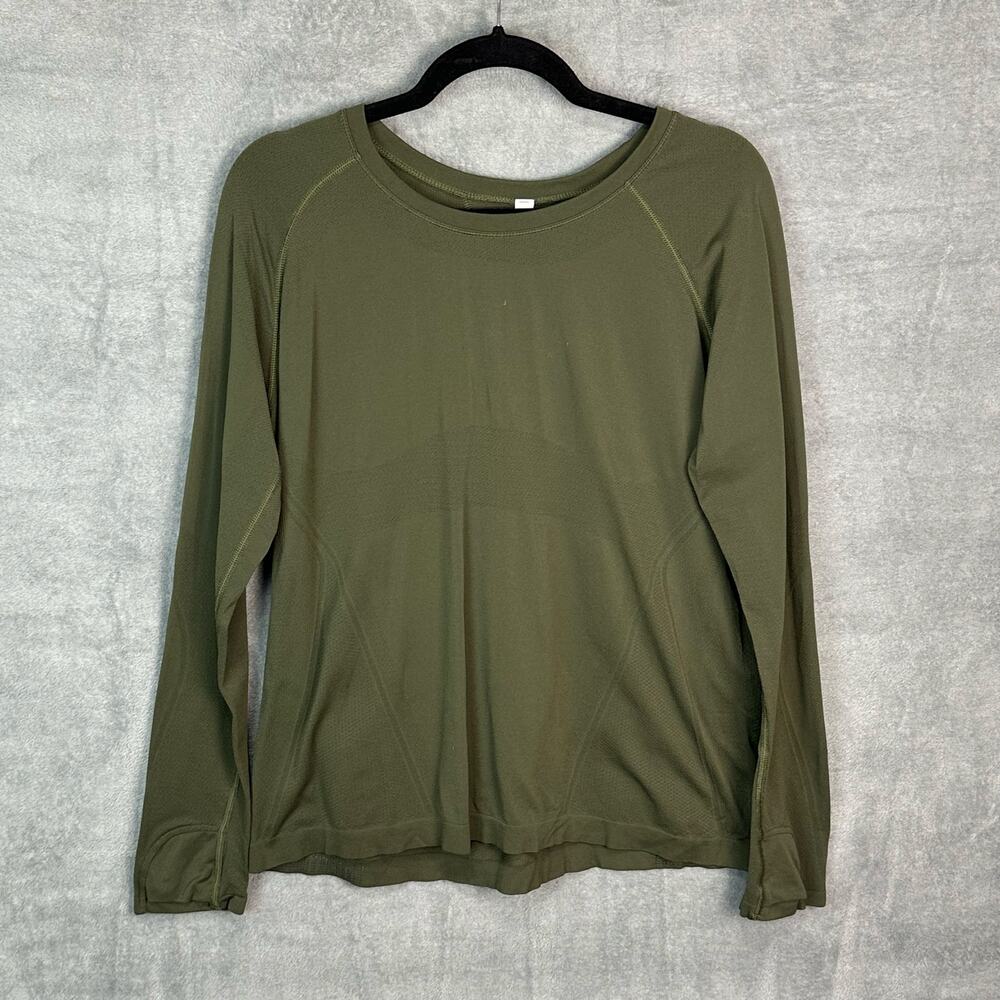 Athleta Shirt Womens 1X Green Momentum Top Long Sleeve Stretch Workout Gym Plus